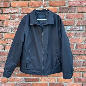 Van Heusen Studio Black Jacket Full Zip Zippered Pockets Size Mens XL